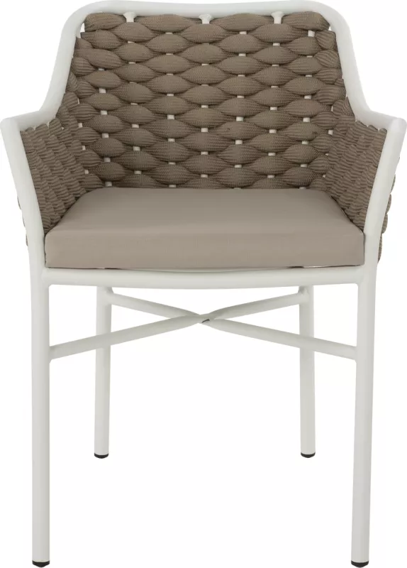 Karrige alumini FH5858.02 e bardhë me litar bezhë 56x58x76Hcm