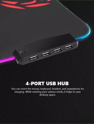 Mauspad gaming Marvo MG011 RGB, XL 800 x 300 mm, me USB Hub 4-port, e zezë