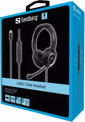 Kufje me mikrofon Sandberg USB-C Chat Headset 126-47, kabllo 1.8 m, të zeza