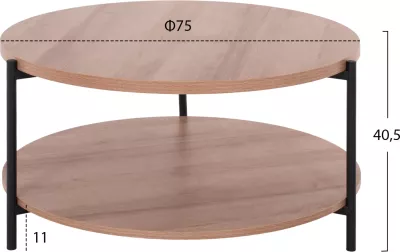 Tavolinë dhomë ndenje MATTEO 2 nivele rrethore FH8753.11 Φ75x40,5Hcm