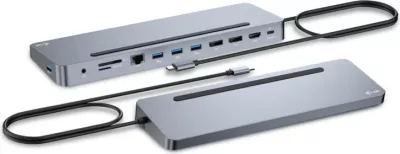 Docking station I-Tec USB-C Metal Ergonomic 3x 4K, 100W, argjendtë