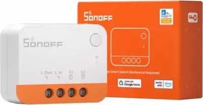Switch i mençur Zigbee SONOFF ZBMINI-L2 6A, pa neutral, bardhë/portokalli