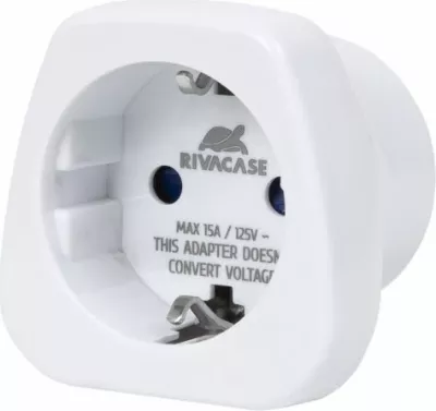 Adapter udhëtimi RivaCase PS4301 EU në US, 100-250V, 15A, i bardhë
