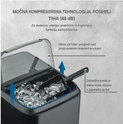 Aparat për kube akulli CASO Clear Ice Advanced 3403, kompresor, 8–12 min, 48 dB, i zi