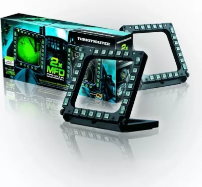 Panel MFD për simulim fluturimi Thrustmaster MFD Cougar, 48 komanda të programueshme, me ndriçim, set 2 copë, i zi