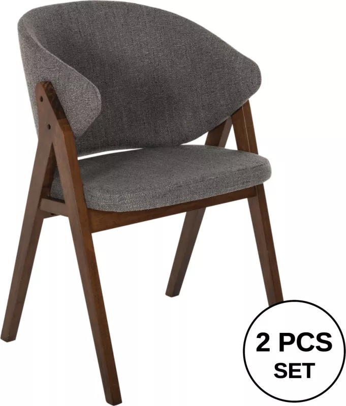 Karrige për ngrënie HANA FH9746.02 dru gome ngjyrë arre-stof ngjyrë gri 55x60x84H cm., set prej 2 copë