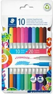 Set lapsa me fibra STAEDTLER 3280 c10, 20 ngjyra, majë brushë, multikolor