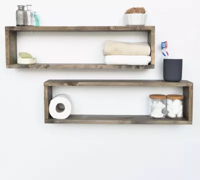 Raft muri prej druri, ngjyrë arre, Hanah Home Aa007 (2 copë)
