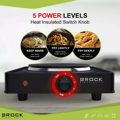 Rešo elektrike Brock EP 100 BK 1500W pllakë 18.5cm, e zezë