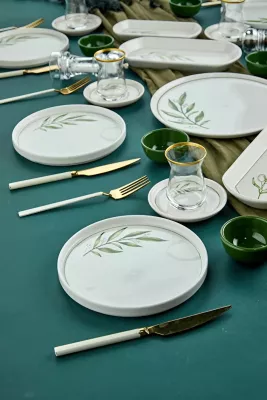 Set mëngjesi 23 pjesësh, Hermia Concept, Botanic 23KH, ngjyrë e gjelbër