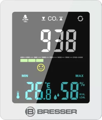 Monitor ajri Bresser CO2, ekran dixhital, bardhë