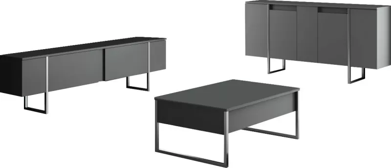 Set mobiljesh për dhomë dite, Hanah Home Luxe, antracit, argjend