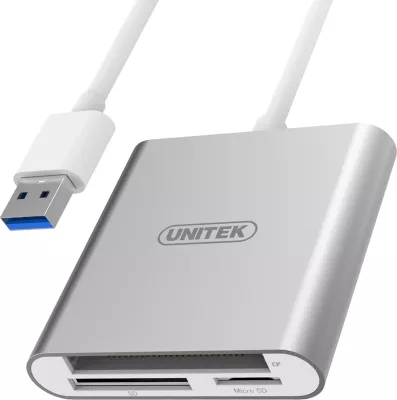 Lexues kartelash Unitek Y9313 USB 3.0, CF/SD/microSD deri 2TB, argjendtë