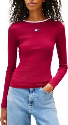 Maicë me mëngë të gjata Tommy Hilfiger Jeans DW0DW21839 për femra, bordo [Madhësia: S]