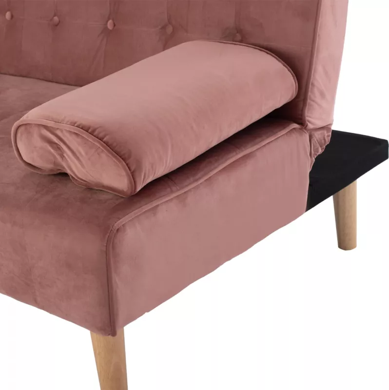 Shtrat divan WANDA FH3149.12 me kadife ngjyrë mollë të kalbur 188x83x83 cm
