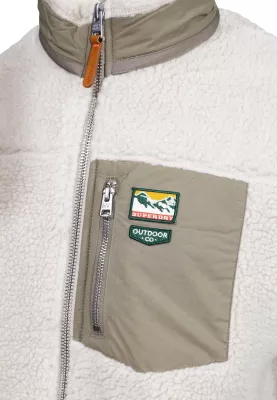 Jakne fleece për meshkuj Superdry Mountain Full Zip SDM2014575A, bezhë e çelët [Madhësia: S]