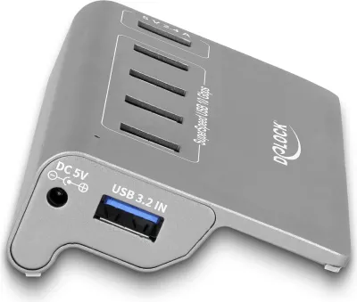 USB hub DeLOCK 4 porte USB 10 Gbps + port karikimi i shpejtë, gri