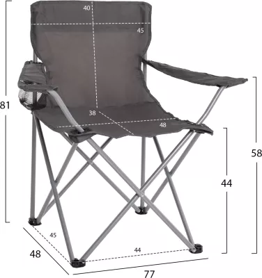 Karrige palosëse për plazh/kamping me mbajtëse gotash, ngjyrë gri, FH5096.01, 77x48x81 cm
