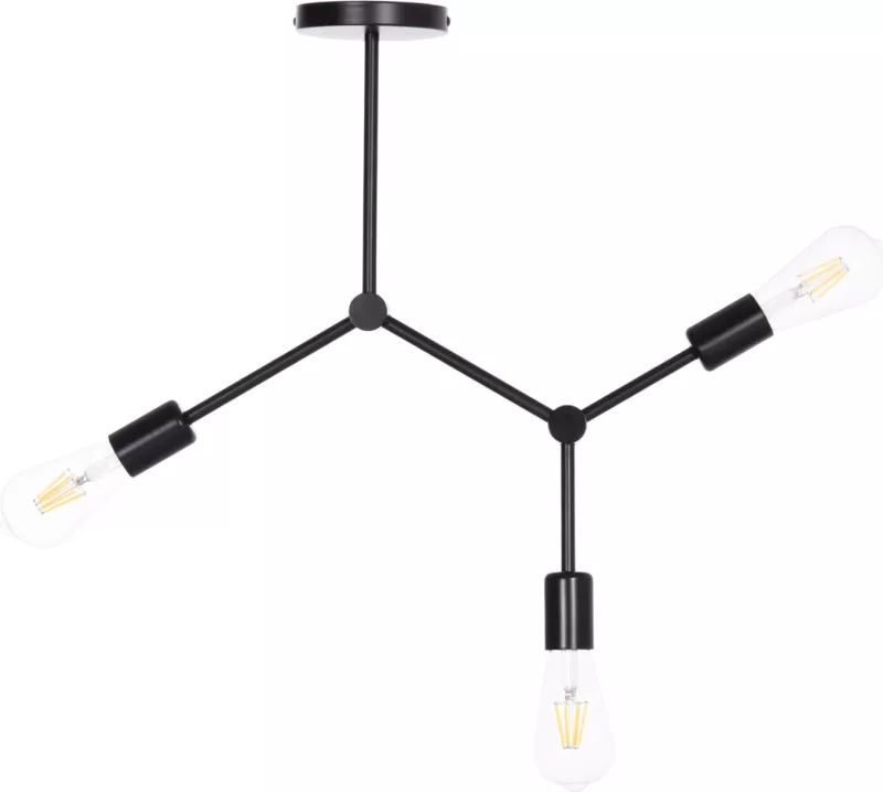 Llambë tavani me 3 drita, metal i zi, LIGHTY FH7404.11, 52x5x48cm