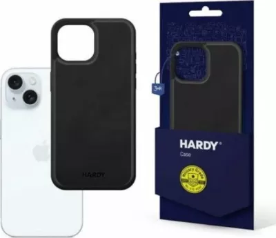 Mbështjellës 3MK HARDY Silky Leather MagCase për Apple iPhone 15, MagSafe, lëkurë PU, i zi, 1 copë