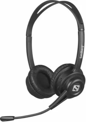 Kufje wireless me mikrofon Sandberg Wireless Call Headset 126-43, Bluetooth 5.3, 24 orë bateri, të zeza, set me kabllo USB-C dhe adapter