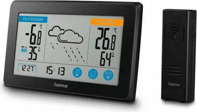 Stacion moti Hama Touch, digjital, me sensor të jashtëm, i zi