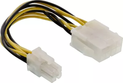 Adapter energjie Intos Inline, 8-pin në 4-pin, kabllo verdhë/zezë