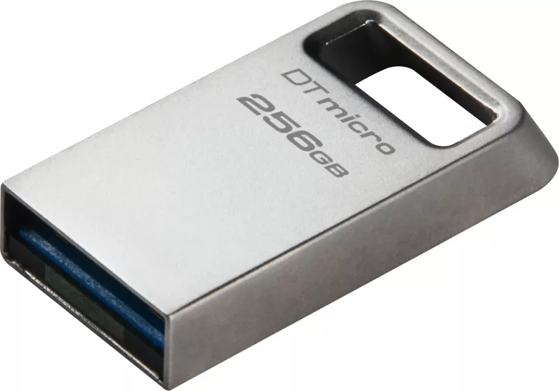 USB Kingston DataTraveler Micro 256GB, USB 3.2, metal, silver