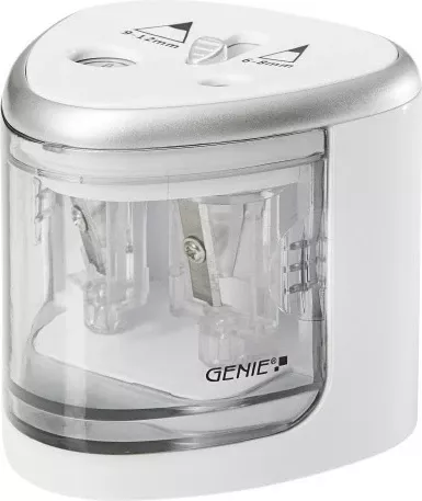 Mprehës elektrik lapsash GENIE PS 120, me bateri AA, transparent/bardhë