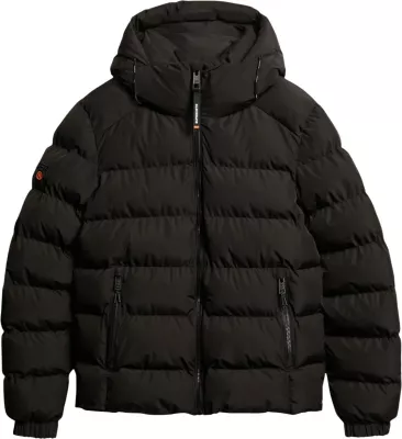 Jakne puffer me kapuç Superdry SDM5011905A për meshkuj, e zezë [Madhësia: XL]