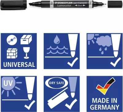 Marker permanent STAEDTLER Lumocolor duo 348 B, i zi, 1 copë