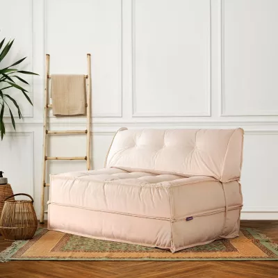Divan-krevat 2 vendësh, Atelier del Sofa, kadife bezhë