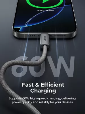 Kabllo USB-C në USB-C Aukey CB-DCC061 1 m 60W, gri