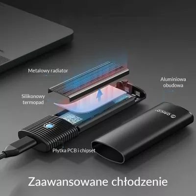 Kuti eksternale për SSD M.2 NVMe, Orico PWM2-G2-BK-EP, USB-C 3.2 Gen 2 10Gbps, deri 4TB, alumin, e zezë