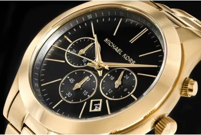 Orë dore me portofol Michael Kors për meshkuj, e artë