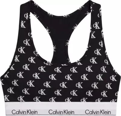 Sutjenë bralette pa mbushje për femra Calvin Klein Underwear LV00QF8493, e zezë-bardhë