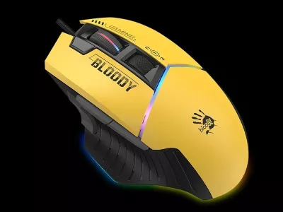 Maus për lojëra A4tech Bloody W95Max, USB, Ngjyrë e zezë e verdhë