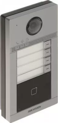 Videodomofon Hikvision DS-KV8413-WME1(B)/SU Wi‑Fi/IP, kamerë 2MP, PoE, IP65, 4 butona, gri/zezë