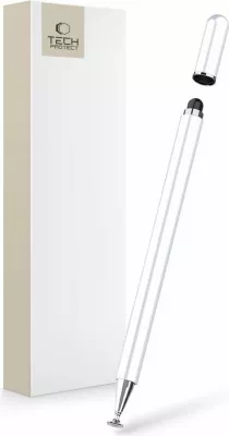 Stylus Tech-Protect Charm, për tabletë/smartphone, Bardhë/Argjendtë