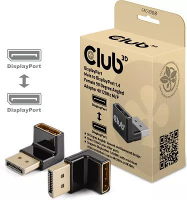 Adapter DisplayPort Club3D 1.4, 90 shkallë, 4K@120Hz, zi