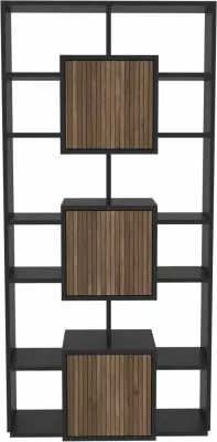Raft librash Skye Decor, ngjyrë e zezë dhe arre e çelët