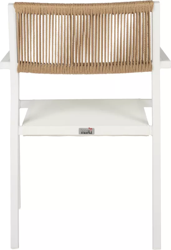 Karrige profesionale alumini, e bardhë me shpinë PE ratan, 55,5x58,5x83Hcm, FH5893.02