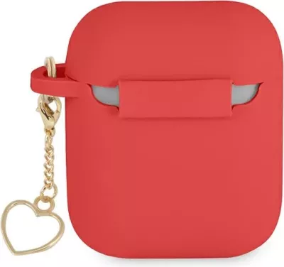 Mbështjellës Guess për AirPods 1/2, Charm Heart Collection, Silikon, Kuq