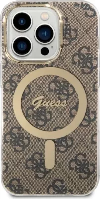Set mbështjellës Guess GUBPP14XH4EACSW me karikues wireless për iPhone 14 Pro Max 6.7", kafe