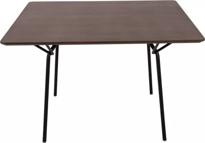 Tavolinë katrore për ngrënie TRENK, MDF me furnir lisi në ngjyrë arre, këmbë metalike të zeza, 120x120x75H cm