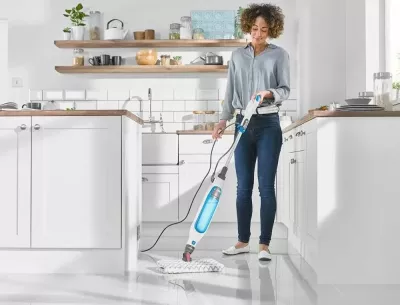 Mop me avull, Shark S6001EU Klik 'n' Flip, 1050W, depozitë 0.35 L, kabllo 7 m, i bardhë/blu