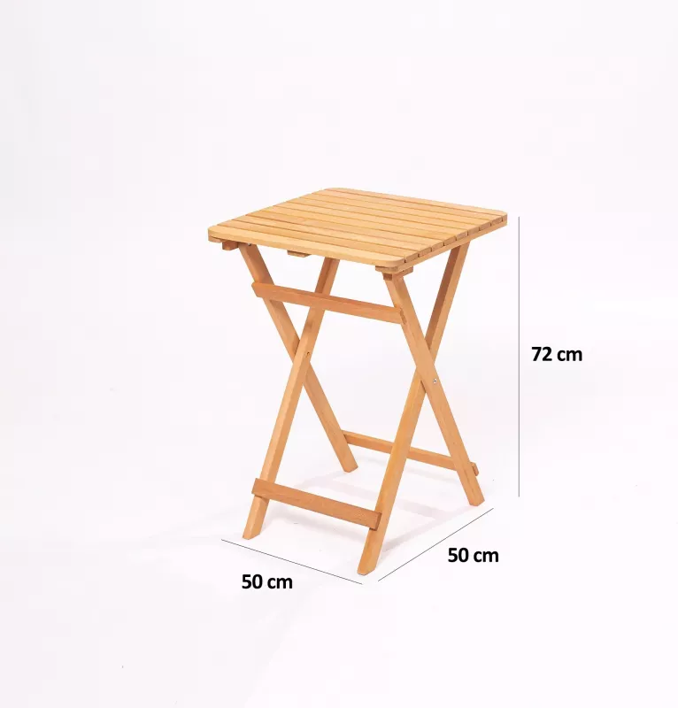 Set tavolinë me karrige për terasë, 3 pjesë, dru ahu, natyrale/krem, Hanah Home My001A