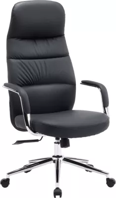 Karrige zyre TEETER, lëkurë PU e zezë, bazë kromi, 67x66x121cm