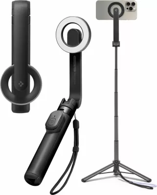 Selfie stick Spigen S571W me MagSafe, Bluetooth, tripod, e zezë