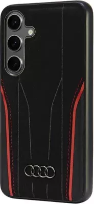 Mbështjellës Audi Genuine Leather MagSafe për Samsung Galaxy S24, i zi-kuq